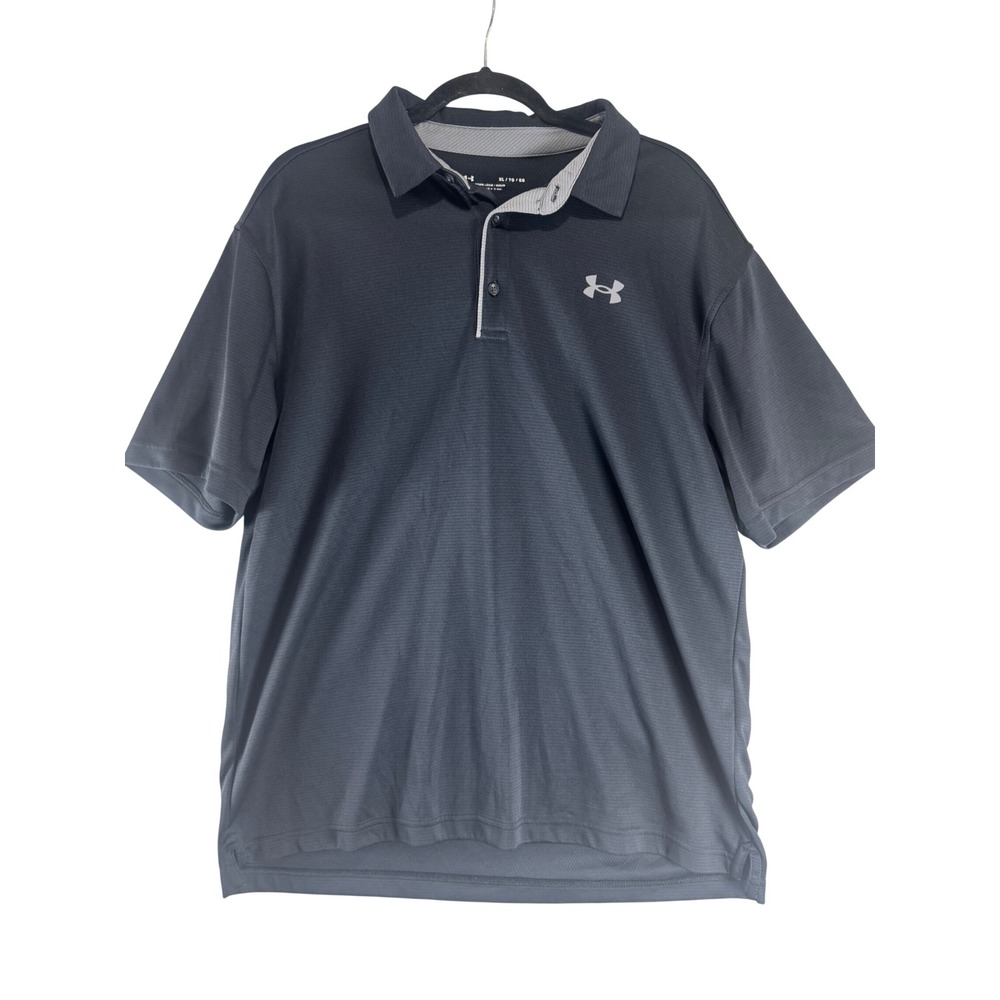 Under Armour Mens XL Black Loose Fit Short Sleeve Golf Polo Shirt HeatGear 2010